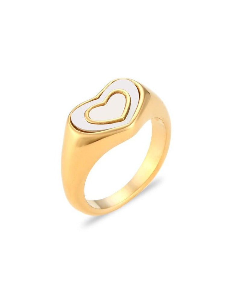Y2K Double Hearts Statement Ring Gold