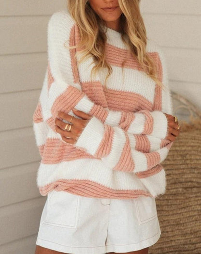 Patchwork Long Sleeve Pullover Sweater