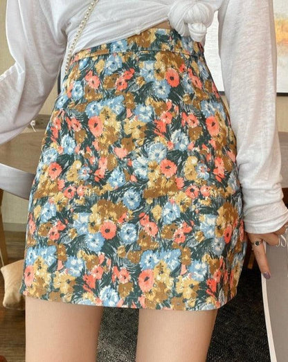 Watercolor floral Mini Skirt